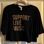 Bella Canvas  Support Live Music Women’s Cropped Printed Graphic T-Shirt Size Med Photo 0