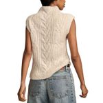 Lucky Brand  Women Metallic Cable-Knit Sweater Vest Ivory Silver Size XS MSRP $90 Photo 1