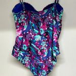 Catalina  Women's XL (16-18) One Piece Swimsuit Pink Fuchsia Green Floral Photo 2
