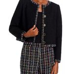 AQUA Tweed Jacket Black Career Button Front Blazer Cropped XS Photo 0