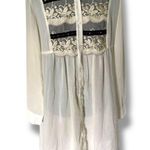 Vintage Y2K PINKY Women's Embroidered Lace Sheer Button Front Fully Lined Tunic White Size L Photo 0