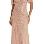 Mac Duggal NEW Size 10 Style 35109 Pink Embellished Flutter Sleeve Gown NWT Photo 0