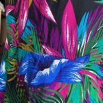 Vintage 90s Maxi Dress Tropical Print Black Magenta Blue Dark Floral Sleeveless Size M Photo 7