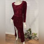 Portia and Scarlett STUNNING Deep Red Sequin Long Sleeve Dress Size 2 Photo 4