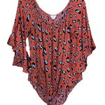 143 Story  By Line Up Orange Leopard Off The Shoulder Tie Top Size XL Photo 0