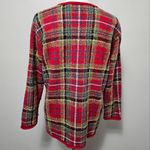 Liz Claiborne Vintage  Red & Green Plaid Wool Blend Vneck Sweater Size Medium Photo 3