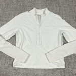 Lululemon It's Rulu Run Cropped 1/2 Half Zip Top Womens 4 6 Off White Shirt Photo 0