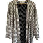 Eileen Fisher  Bracelet Stripe Silk Cotton Drape Cardigan in Black Cream Medium Photo 1