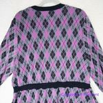 Unique Vintage Adorable Purple & Pink Argyle Sweater Dress women plus size 1X Photo 11