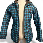 Burton  Teal and Brown Checkered Ski Jacket Photo 1
