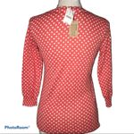 J. Crew Factory size XXS light weight cotton sweater coral with white polka dots Photo 8