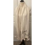 Aerie NWT "Just Chill" Pompom Cream Embroidered Knit Scarf, OS Photo 2