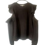 Rebecca Minkoff  Black Gracie Cold Shoulder Ruffle Knit Sweater Woman Sz L Photo 0