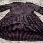 Madewell Plaid Flannel Pink Black Raglan Button Front Shirt Dress with Pockets, size 0 Photo 9