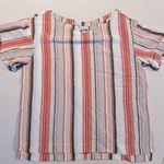 A New Day Pink Stripe Short Sleeve Linen Top Size Small Photo 0
