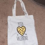 NWOT Pizza is My Valentine Tote White Photo 0