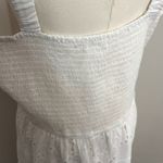 Japna  Dress Midi Eyelet Tiered Sweetheart Neckline Lined Smocked Stretch White Photo 6