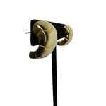 Vintage Gold Puffy Chubby Wide Semi Hoop Earrings Pierced 1" Retro 80s Photo 2