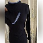 Vince Camuto Navy blue long sleeve sweater dress with ruffled trim Photo 2