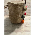 Thacker NYC Straw Shoulder Bag Pom Poms Beach Pool Boho Tan Photo 2