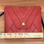 Vintage LANVIN Paris Red Leather Contrast Stitch Envelope Crossbody Bag Photo 8