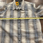 Carhartt  Women’s Cream Blue Loose Fit Twill Plaid Shirt Size XL NEW with Tags Photo 6