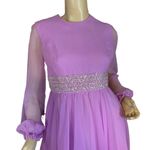 VINTAGE 1960'S JACK BRYAN BY DUPUIS ORCHID PURPLE CHIFFON BEADED COCKTAIL DRESS Photo 8