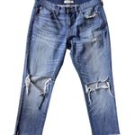Madewell Women's  The Slim Boyjean cropped raw hem distressed jeans size 27 Photo 1