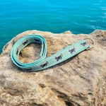 LL Bean Crab Ribbon Belt Sz Medium Large Aqua Blue Turquoise Blue D Ring 43" Photo 1