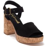 Free People  Brooke Platform Sandal Heels Black Suede Size 37 Photo 1