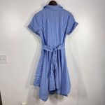 Ivy + Blu Striped Shirt Dress Fit & Flare handkerchief hem Cotton Blue White 10 Blue Photo 3