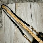 Vintage Black Leather Crossbody Bag Gold Hardware Edgy Disco Clubbing Glamour Photo 4