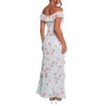 Petal and Pup NWOT Irelynn Floral Off-Shoulder Ruffle Tiered Blue Maxi Dress SMALL Photo 1