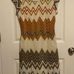 Sharagano Geometric Multicolor Chevron Print A Line Crocheted Size 10 Dress Photo 0