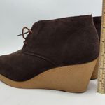 Talbots  Suede Leather Wedge Lace Up Ankle Booties Brown Size 8M Photo 4