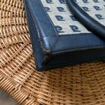Pierre Cardin  Vintage Blue Navy Cowhide and Canvas Monogram Tote Bag Case - Rare Photo 4