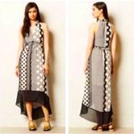 Anthropologie Maeve Halter Black Cream Dot Print Maxi Dress High Low Hem Size 8 Photo 1