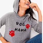 Lou & grey LOFT  Dog Mama Gray Hoodie Sweater Size Small Photo 1