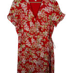 J Jill Red Floral Wrap Dress Size MP Lightweight Flowy Feminine Church Office Size M Photo 0