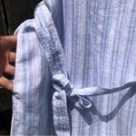 Sigrid Olsen  long white and blue striped linen maxi dress w/pockets M Photo 2