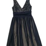 Victorian dark romance Black lace v neck a line dress wedding guest Size 8 Photo 0