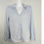 H&M Blue Fitted Shirt Light Blue Striped Hearts Long Sleeve Button-Down Size 2 Photo 1