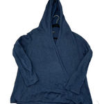 Lafayette 148 New York Navy Blue Linen Blend Hooded Wrap Sweater Size Large Photo 0