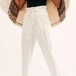 Free People Margate Pleated Paperbag Waist Zinc White Trouser Pants Photo 0
