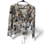 Rouje Paris Gaby Neutral Floral Wrap Blouse Brown Size 6 Photo 2