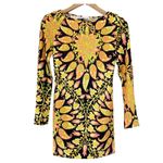 ZARA Womens XS Mini Bodycon Floral Paisley Dress Bell Sleeve Cutout Multicolor Photo 1