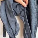 Not Perfect Linen 100% Linen Wrap Short Sleeve Jogger Jumpsuit Size Small Gray Photo 3