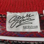 Nordstrom , BRASS PLUM Medium Red, Black 100% Wool Button Front Cardigan Sweater Photo 4