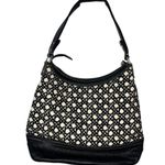 Kate Spade  New York Black White Shoulder Bag Purse Pattern Green Lining Top Zip Photo 1