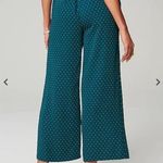 J.Jill Wearever Teal Blue Green Polka Dot Easy Care Wide Leg Crop Pants Sz.XL Photo 4